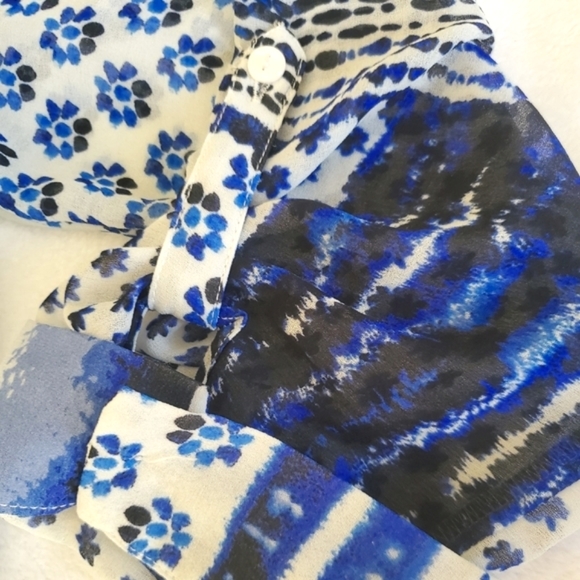 SWIM American Rag 1X Hi-low Boho Swim Cover Up Blue Floral - Picture 3 of 15